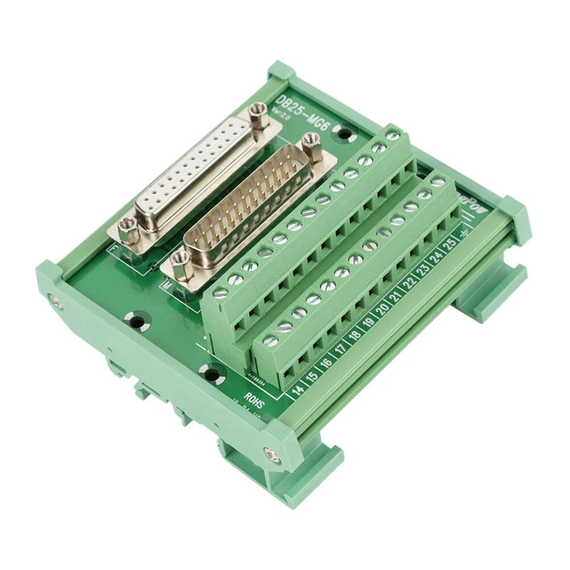 

5X DB25 DIN Rail Mount Interface Module Male/Female Connector Breakout Board