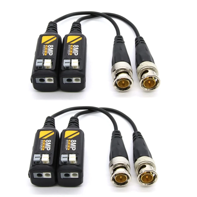 

2 Pairs High Definition Passive Video Balun Transmission Twisted Pair Transmitter HD 8MP Video Balun For CCTV System