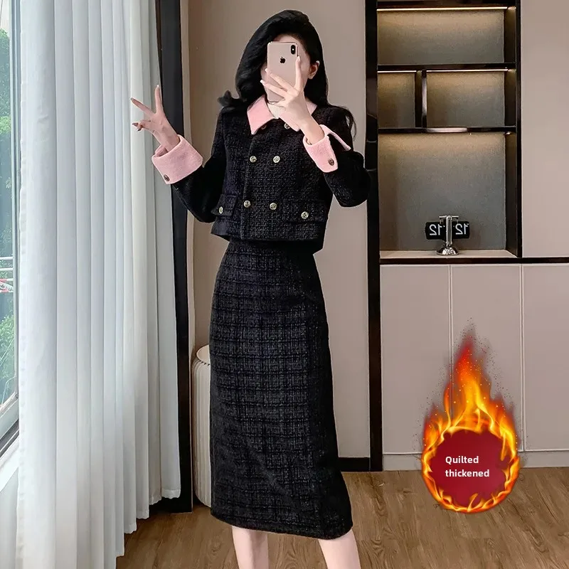 2024 осень/зима новый твидовый стиль мягкий костюм элегантная светская короткая