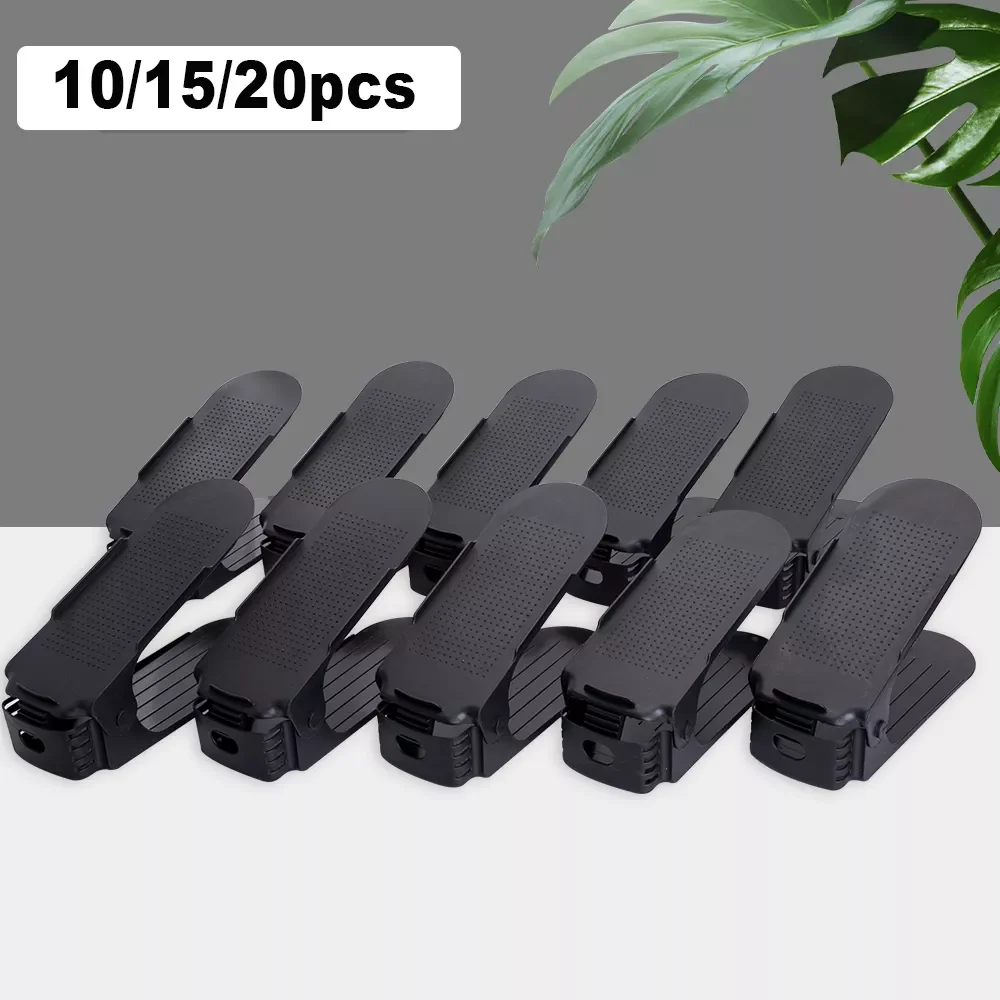 

10/15/20pcs Shoe Rack for Organizer Shoes Adjustable Double Stand Shelf Footwear Support Slot Cabinet Closet Storage Rack