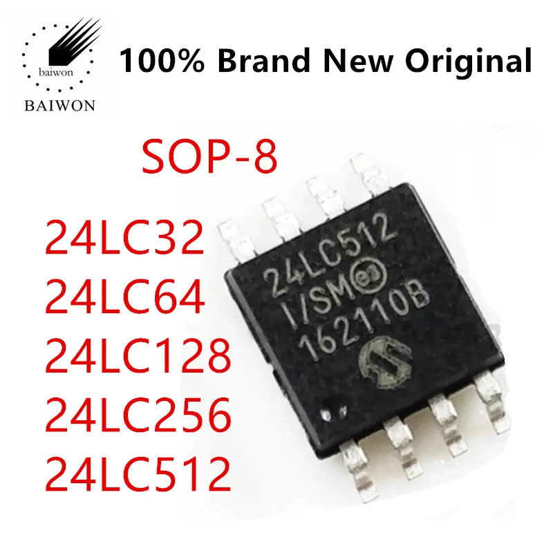 100% Оригинальные интегральные микросхемы 24LC 24LC512T-I/SN 24LC32A LC32 64 128 256 BT I BI B E AI AT чип памяти