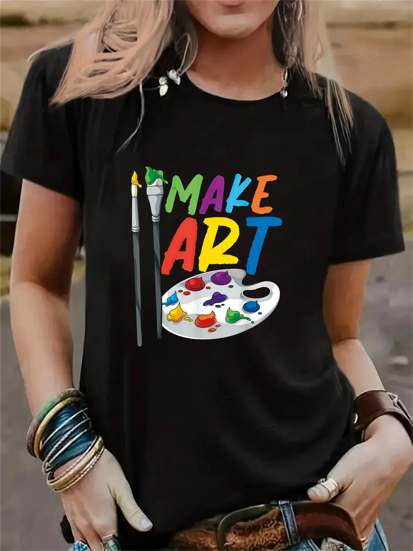 Повседневная Женская Футболка С Коротким Рукавом И Круглым Вырезом