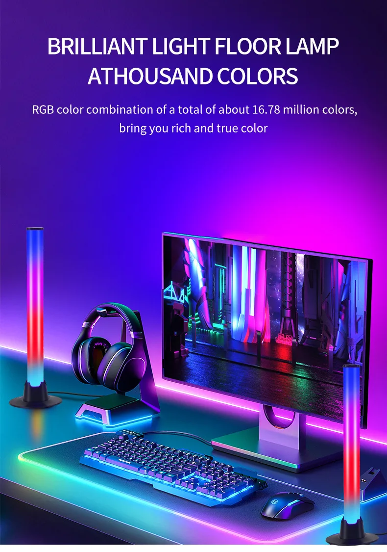 

Умная настольная прикроватная лампа RGB с управлением музыкой, USB