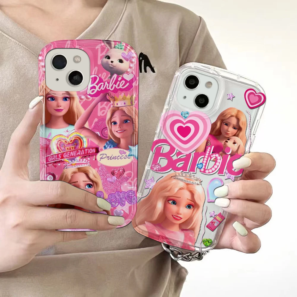 Lovely pink Clear Case for B-B-BarbieS-IPhone 16 15 14 13 12 11 Pro Max 7 8 Plus X XR XS Airbag Shockproof Cover