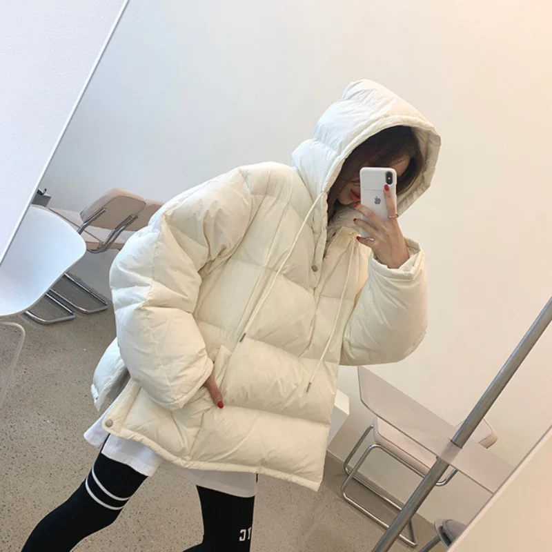 New Coat Women Winter Jacket Short Jacket Hooded Zipper Parka Down Cotton Coat Loose Warm Korean Fashion Oversize