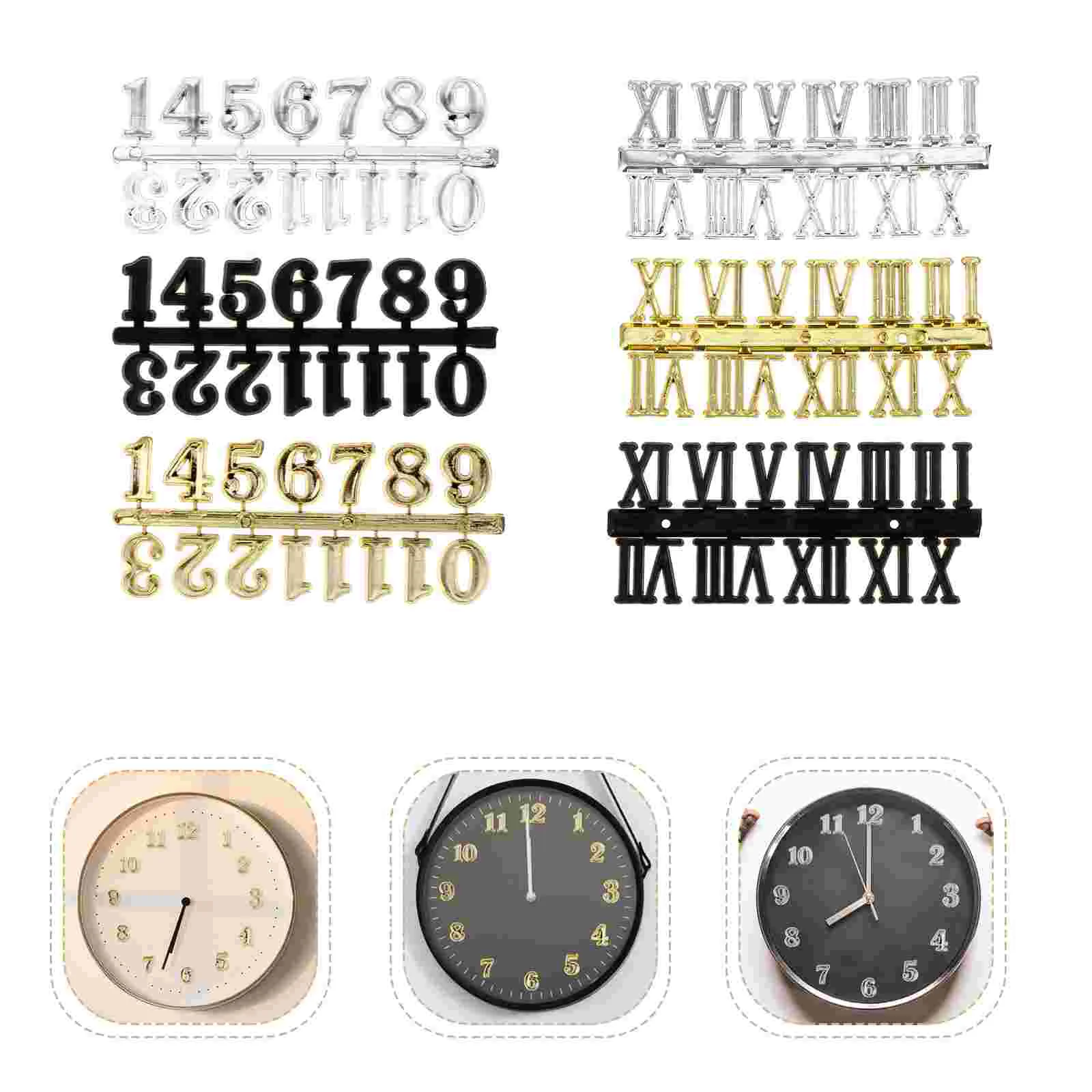 

6 Pcs Wall Clock Accessories Roman Number Alphabet Stickers Replacement Parts Digital Repairing DIY