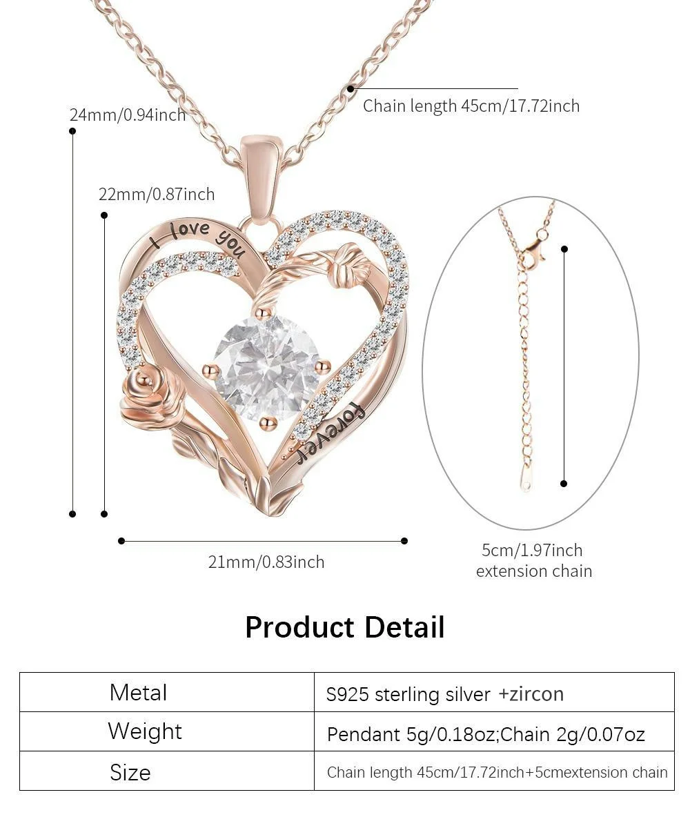 Серебряное ожерелье YYSuniee S925 с полым сердцем и розой