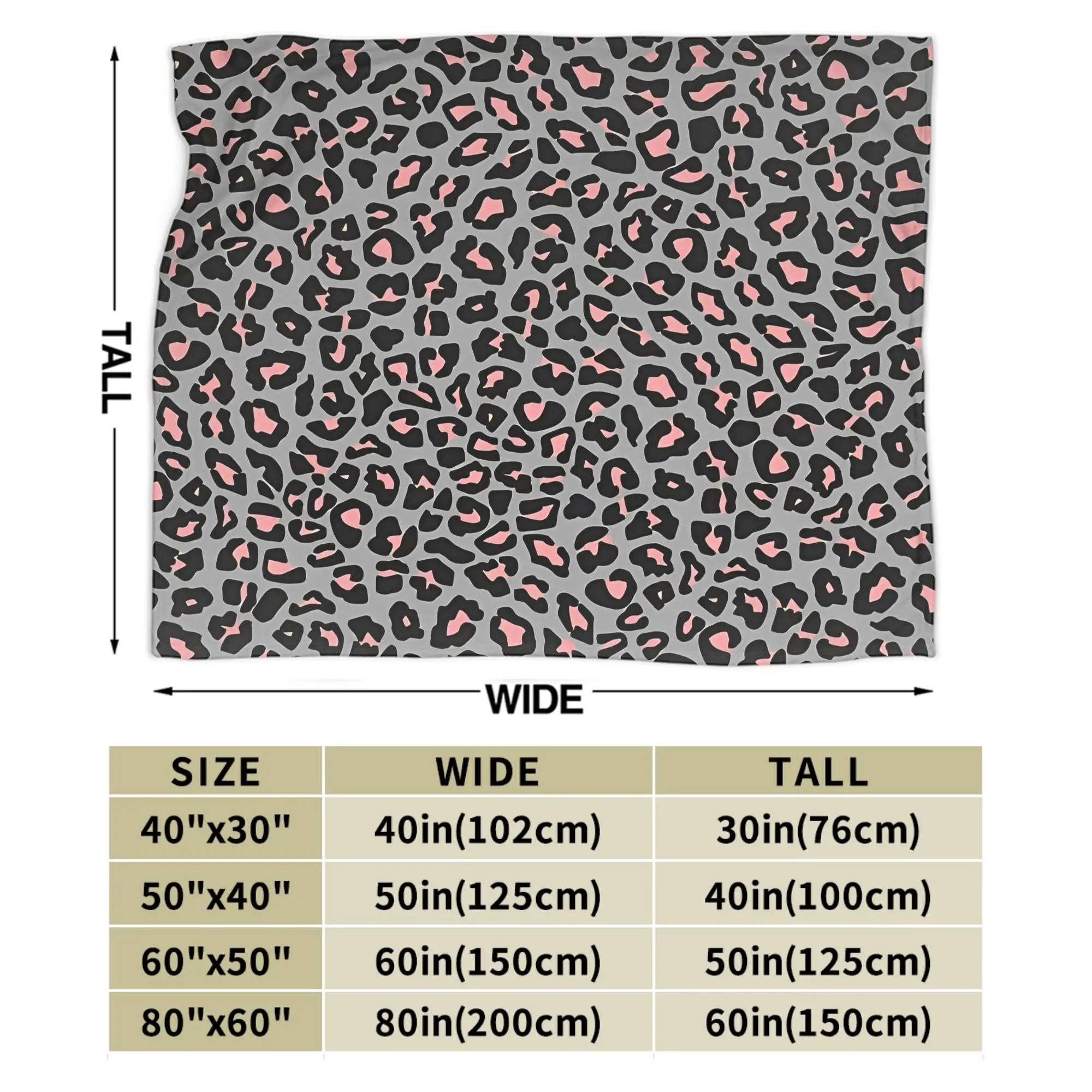 Pink and Grey Leopard Print Spots Blanket  Soft Warm Plush Throw Blanket For Home Decor Office Flannel Bedspread Bed Cover (art.: 3920d2ca113a3) - 3920d2ca113a3