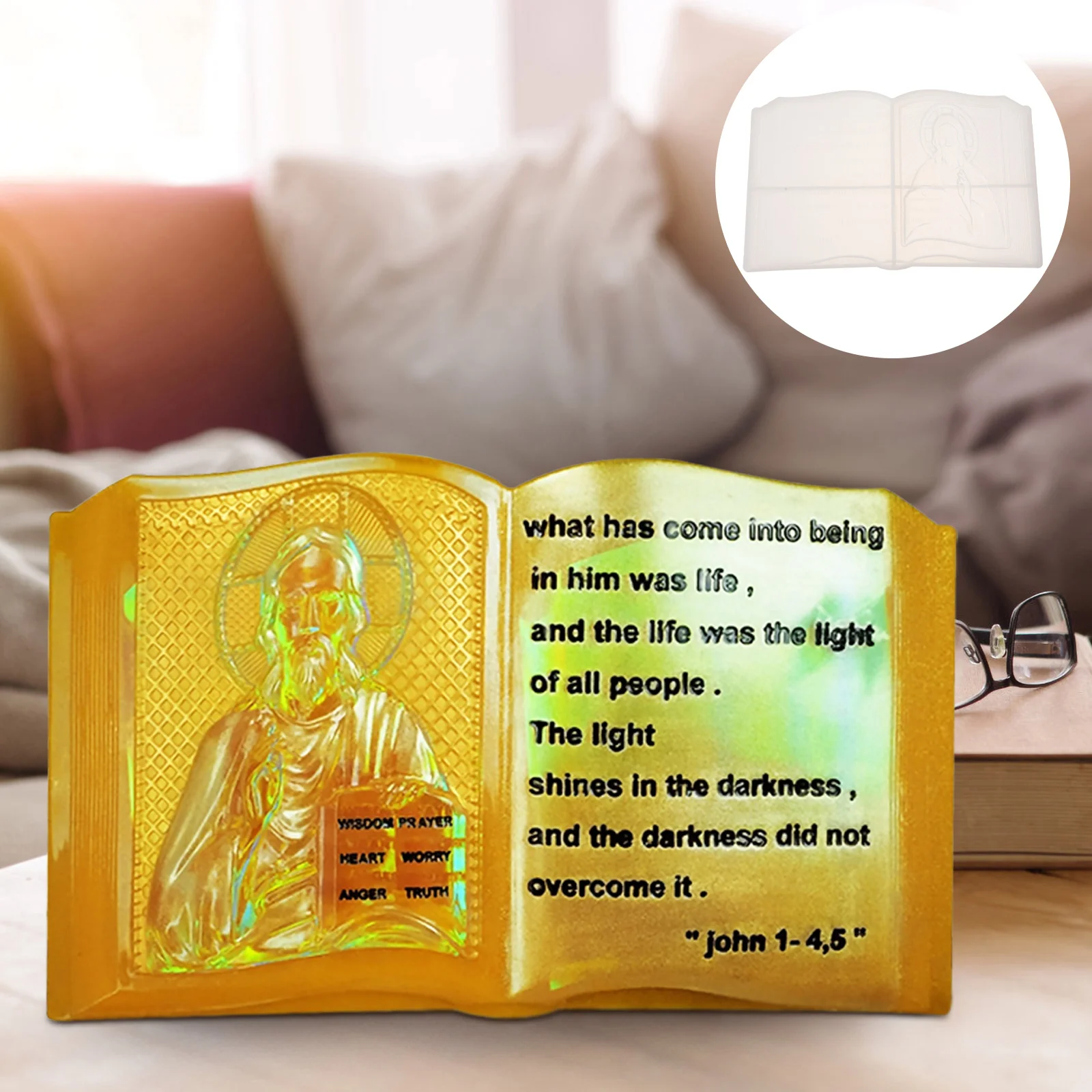 Jesus Mold Resin Casting 3d Resin Molds DIY Bible Book Mold Opening Book Silicone Molds Large Resin Molds