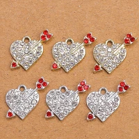 10pcs elegant crystal love heart charms pendants for jewelry making women girls fashion necklaces earrings diy crafts supplies