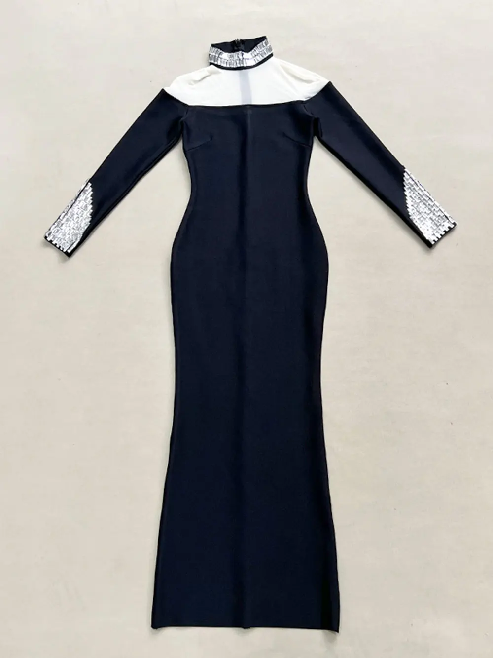 Осень 2024 женская одежда длинное Бандажное платье с воротником-стойкой и длинными