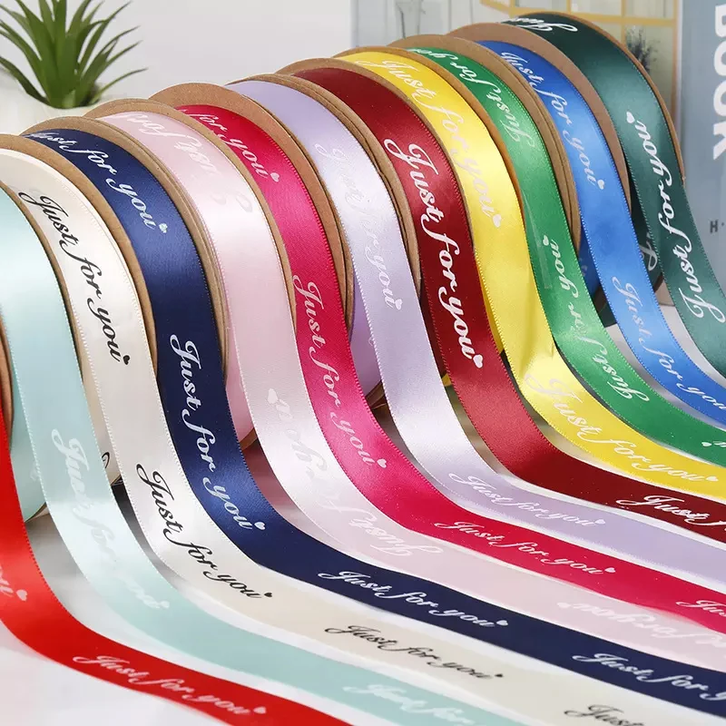 

Custom logo Colorful Polyester Satin Ribbon for gift packaging