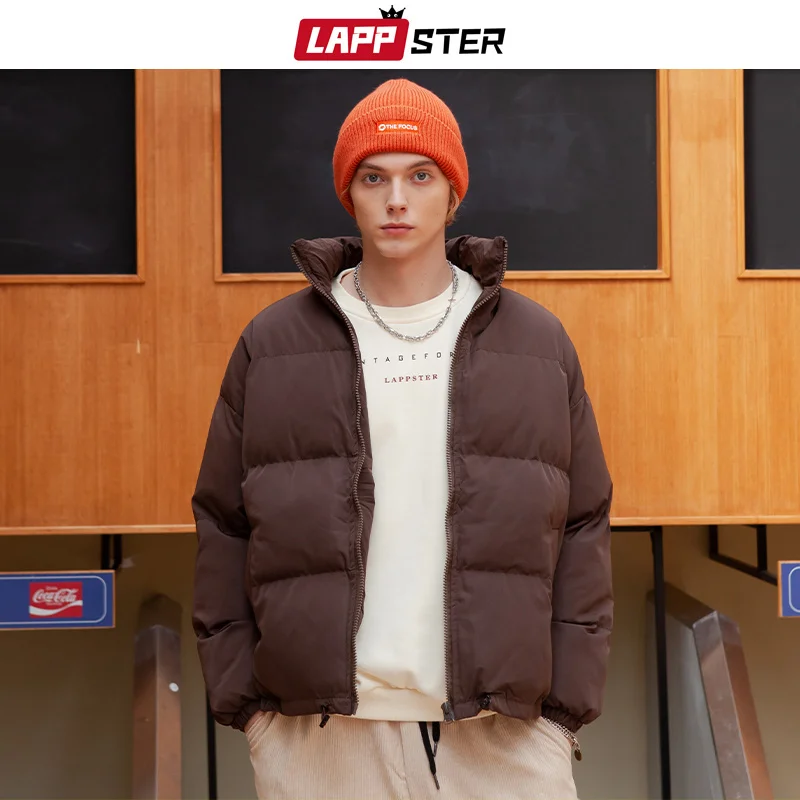 

Men arajuku Warm Bubble Coat Winter Jacket 2023 Streetwear Solid Black Parkas Man Fasion Puffer Jackets Coats
