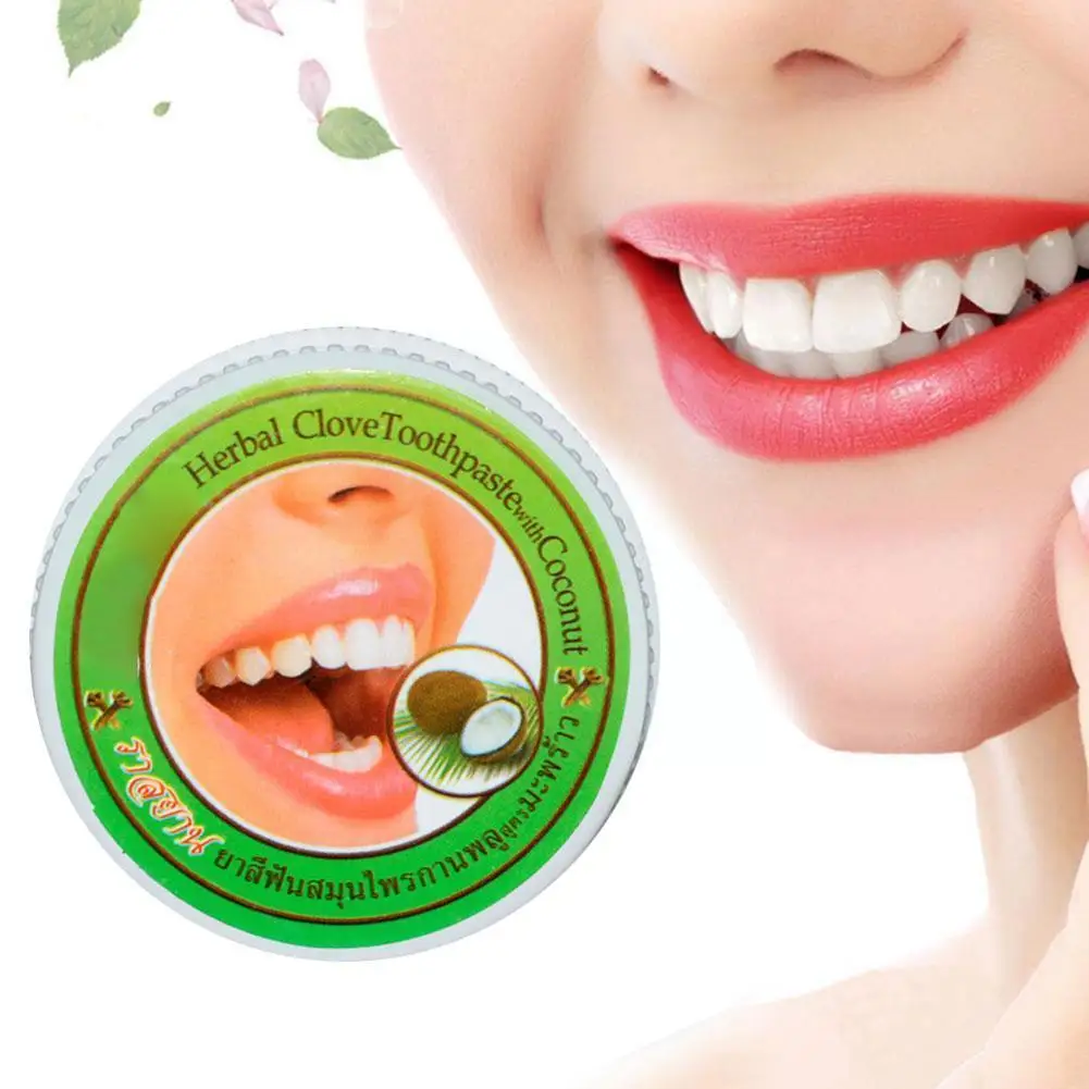 

25g Thai Tooth Powder Coconut Flavor Toothpaste Whitening Stains Toothstone Remove Smoked Antibacterial Paste Cleansing Too R1K7