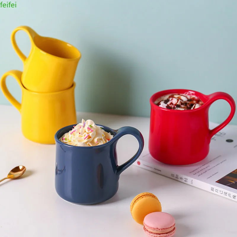

Modern Ceramic Tea Coffee Cup with Handle Pottery Writer Milk Mug Color Original Kupa Bardak Temperature Programming Cup HH50MK