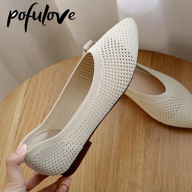 

Pofulove Bailarinas Cómodas Para Mujer, Zapatos Planos De Malla Transpirables Con Punta Estrecha, Sin Cordones, Para Oficina