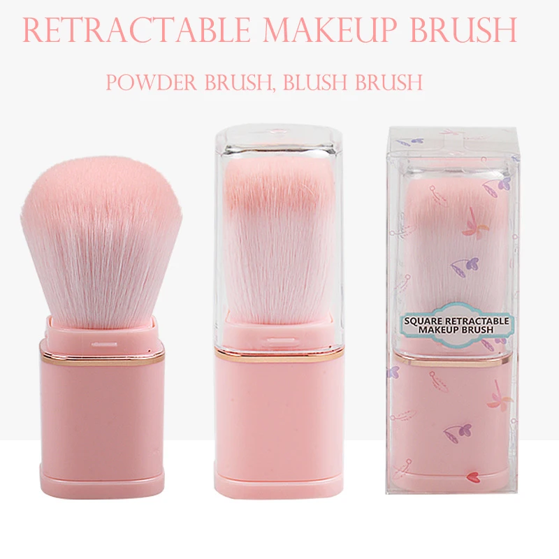 

Single Retractable Pink Makeup Brush Large Loose Powder Brush Blush Portable Makeup Beauty Tool