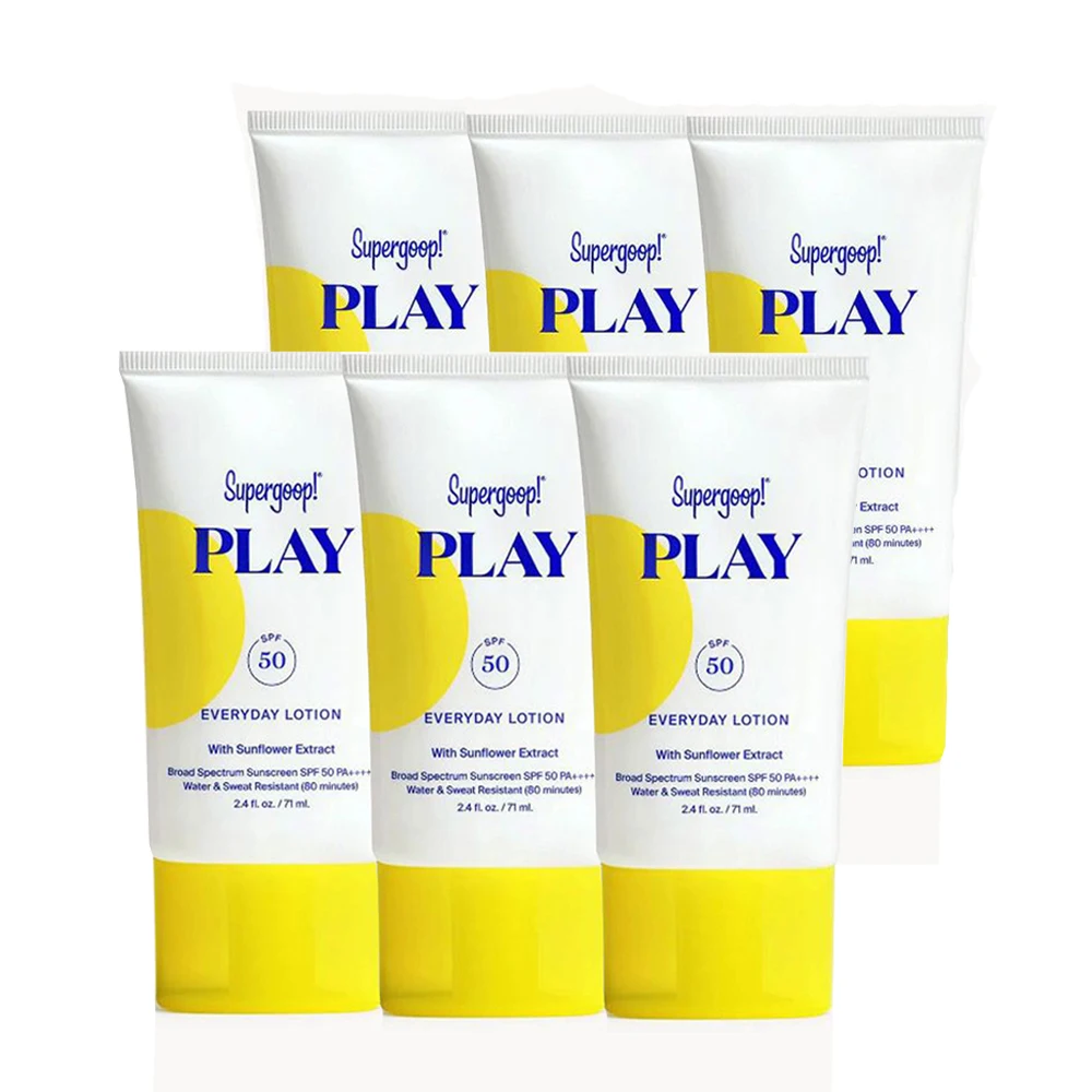 

6PCS Supergoop PLAY Everyday Lotion SPF 50 PA++++ Sunscreen With Sunflower Extract 71ml