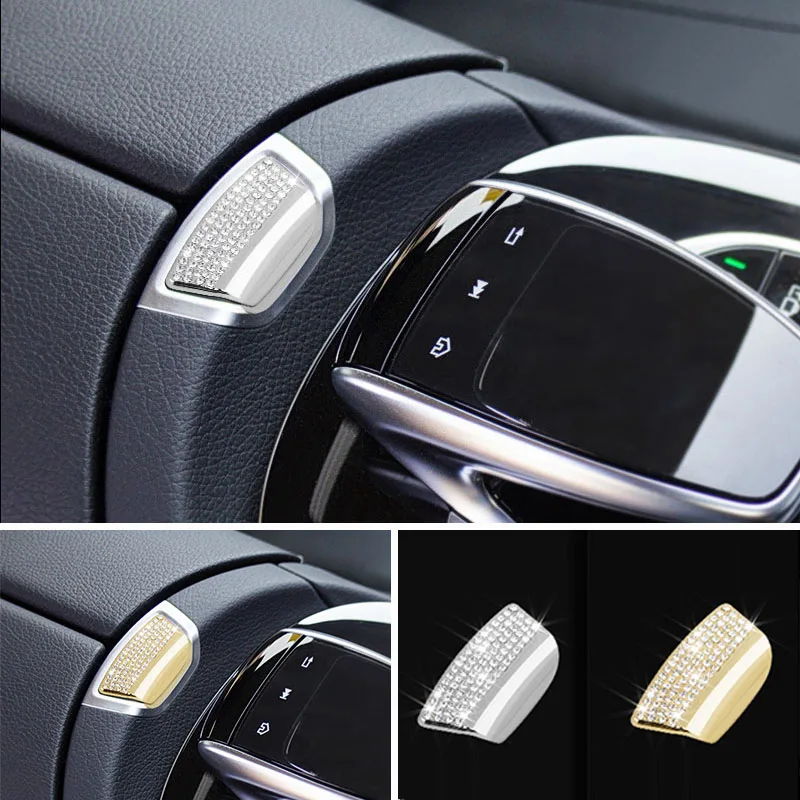 

For Mercedes-Benz E Class W213 2017-2020 Crystal Style Front Armrest Box Switch Panel Cover Trim Car Interior Accessories