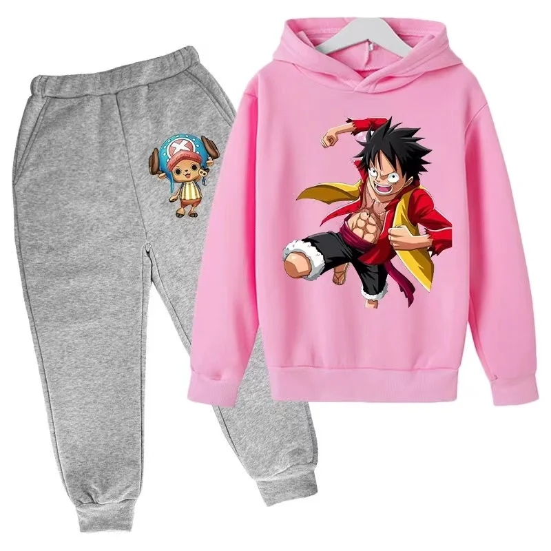 2023 Spring and Autumn Children's Japanese Anime Hoodie Suit Fashion Men's Baby Hoodie + Trousers 2-piece Set Girls Casual Wear