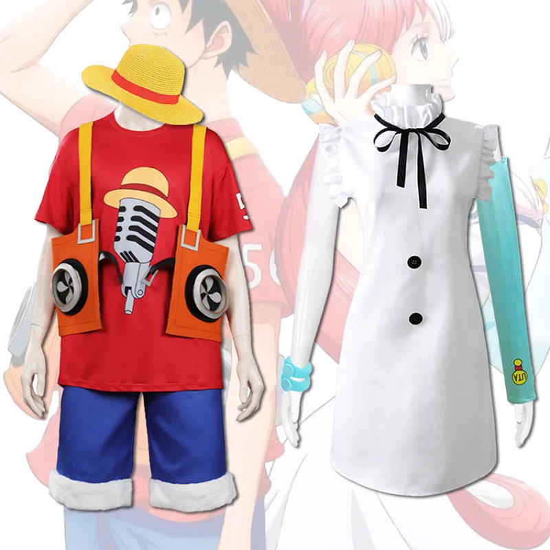

Anime Luffy Uta Film Red Cosplay Costumes Full Set Accessories Outfit Unisex Role-playing for Halloween Carnival Party