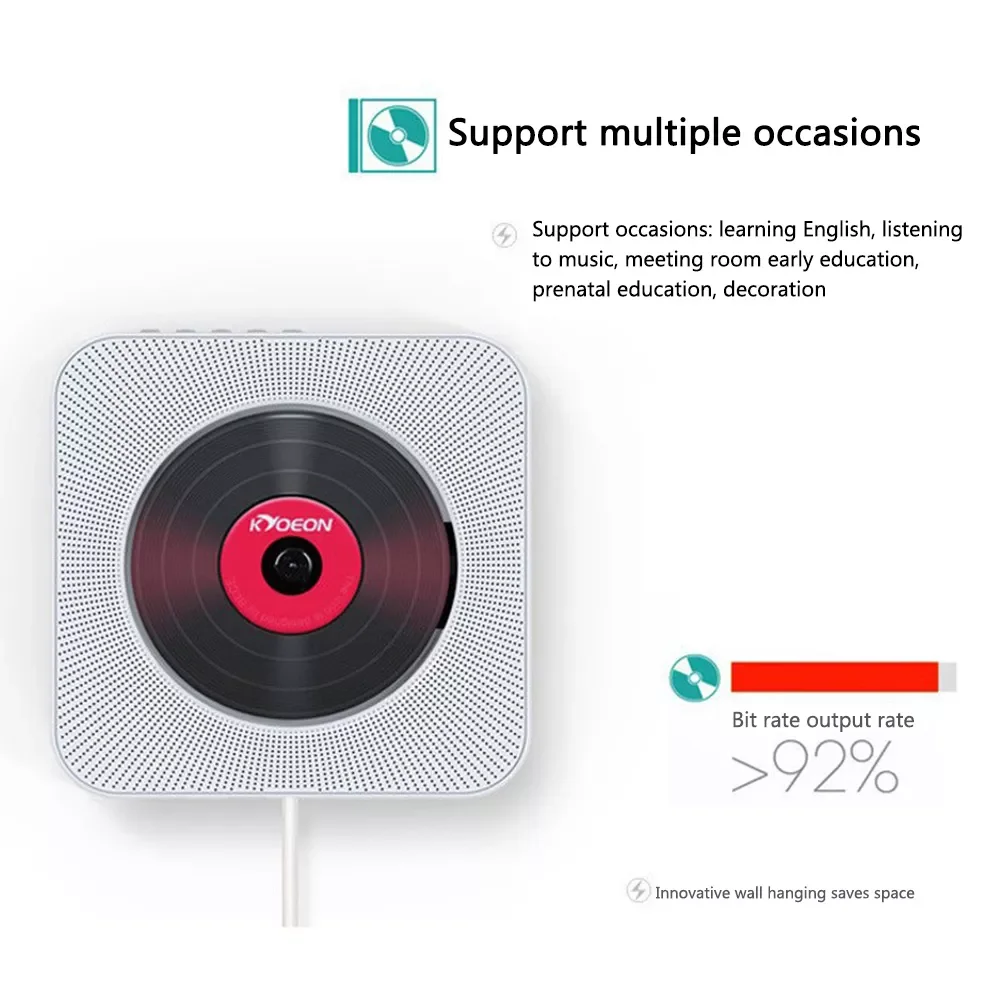 

NEW2023 Portable Retro CD Player Bluetooth-compatible 5.0 Wall Mounted MP3 Music Player LED Display 3.5mm AUX Jack with Remote C