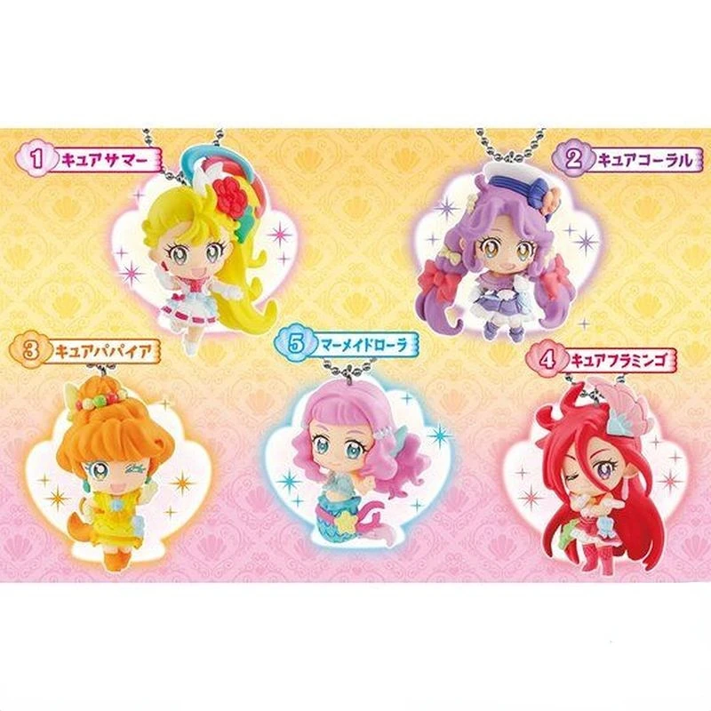 

Original Bandai Candy Toys Pretty Cure Kawaii Mermaid Laura Cure Summer Precure Mascot Figurine Pendant Action Figure Girl Gift