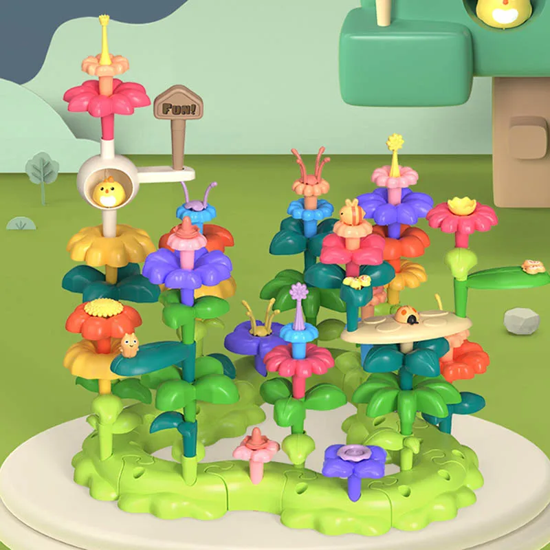 

Garden Model Building Diy Creative Assembly Flower Arrangement Girl Stacking Blocks Toys