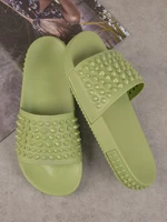 studded detail footbed slider sandals