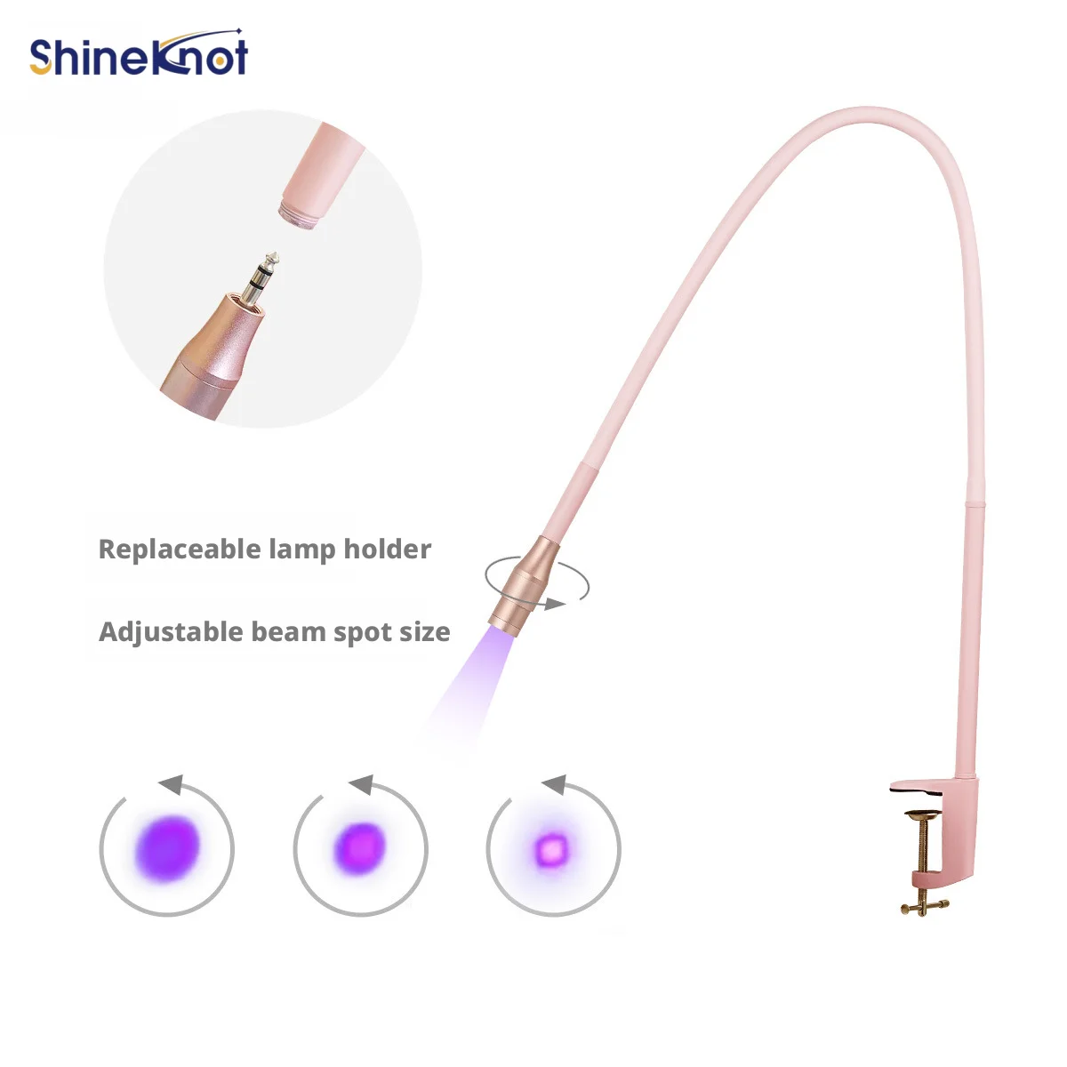 Фото УФ-LED лампа SHINEKNOT для наращивания ресниц, 395–400 нм, для быстрой полимеризации клея (1–3 секунды), регулируемая диафрагма, ножное управление, 5/10 Вт №1