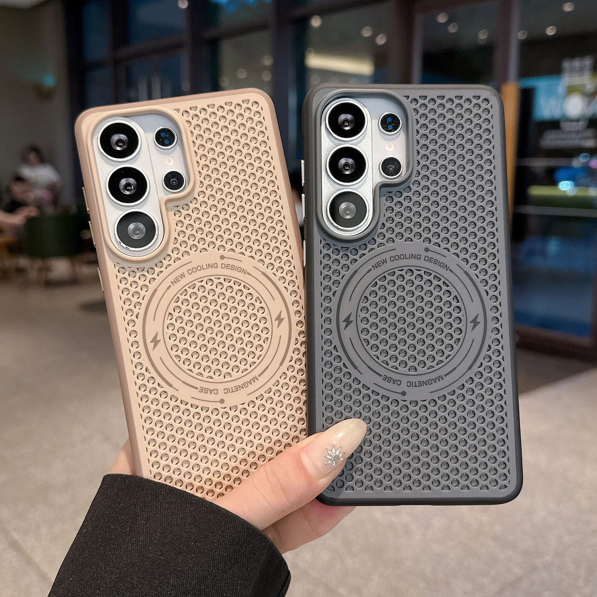 Фото Магнитный чехол Honeycomb для Samsung Galaxy S26 S25 S24 Ultra Plus с матовой поверхностью, перфорацией и вентиляцией для Magsafe №1