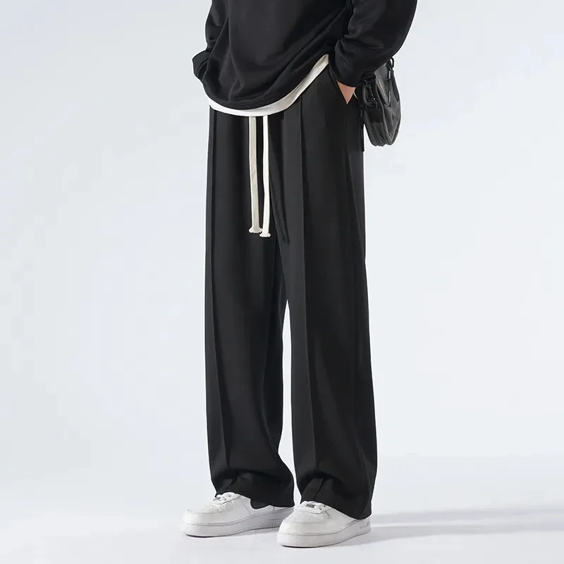 

loose Wide Leg Pants new in Korean style solid color straight Trousers Outdoor jogging Sweatpants Plus Size