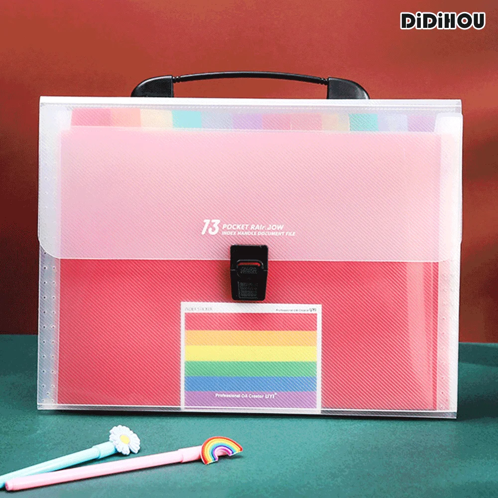 

A6 Plastic Portable File Folder 13-Layer Extension Document Bag Bill Pouch Receipt Sorting Organizer Storage Bag Office Supplies