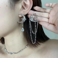 greek style portrait moon shaped tassel earrings charm fashion womens creative asymmetric earrings party jewelry gift for her