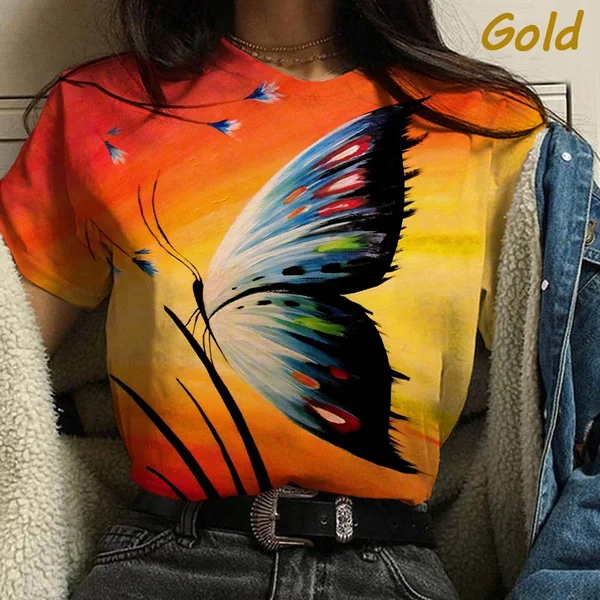 

Summer Female Fashion Casual 3D Printing T Shirt Girls Round Neck Short Sleeve Tops T-shirt