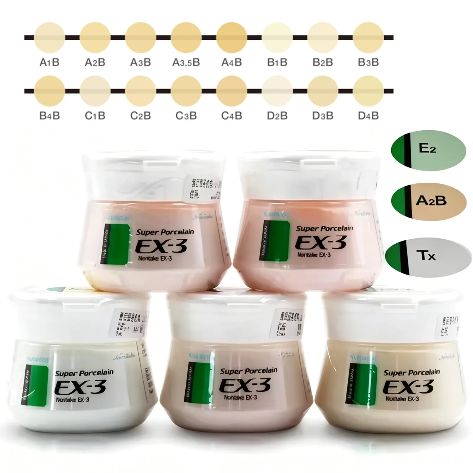 Фото Керамическая масса Noritake EX-3 Super Body Porcelain 50г, оттенки A1B, A2B, E2, TX для реставрации PFM коронок и мостов №2