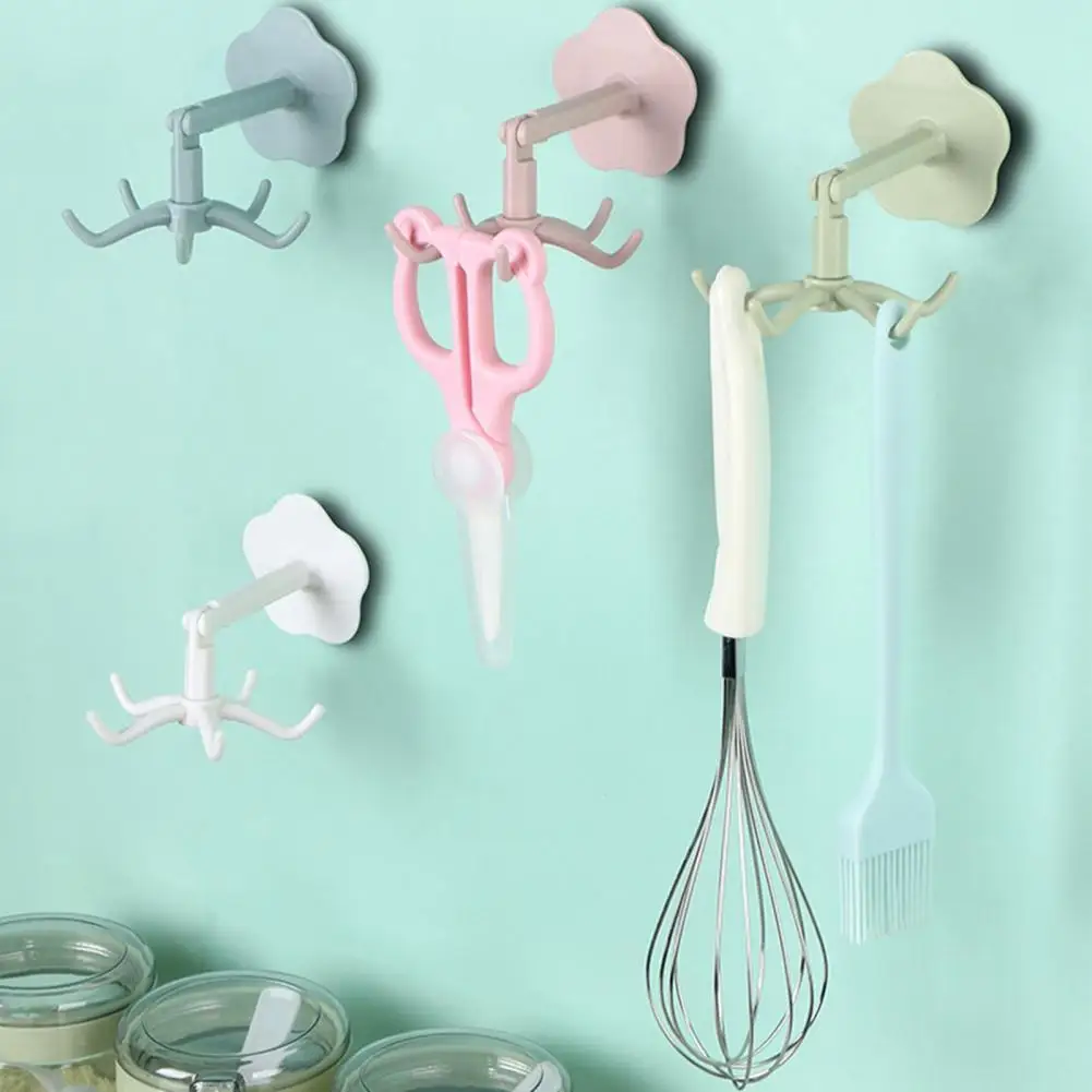 

1Pc Kitchen Hook Non-slip 360 Degrees Rotating ABS No Drilling Utensil Folding Hook for Home