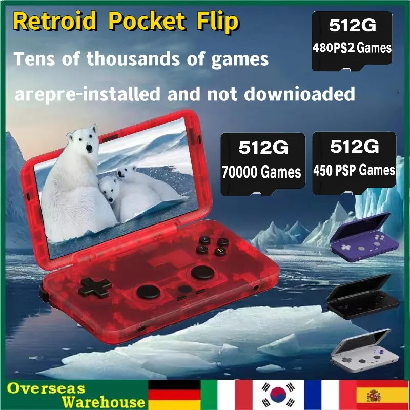 

Retroid Pocket Flip mobile Game Console Retro Player Android 11 4.7 inch Handhelds 4G+128GB T618 HDMI HD 512G 70000 Game PS2 PSP