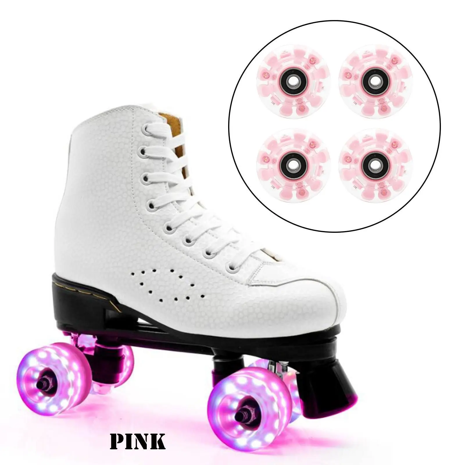 

4Pcs/Pack Wheels Skating Parts PU Bearings Installed Colorful Luminous Roller Skate Wheels Pink/Blue