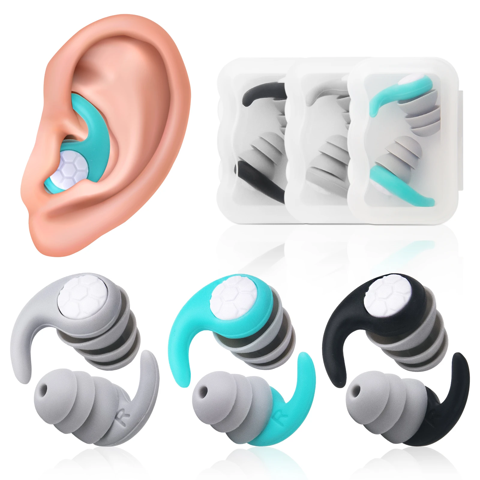 3 пары, силиконовые затычки для ушей с шумоподавлением | AliExpress