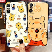 cute winnie the pooh for xiaomi redmi k40 pro k40 gaming phone case coque black liquid silicon soft silicone cover