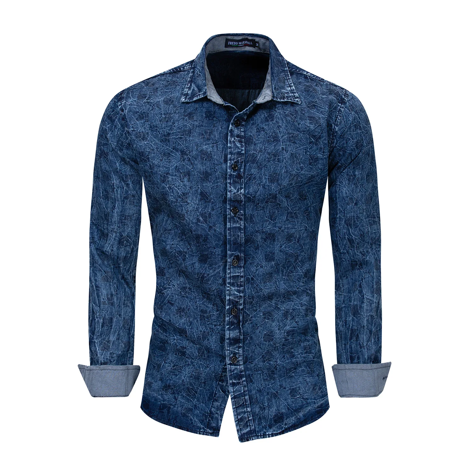 

Новинка 2022 модные хлопковые мужские рубашки с длинным рукавом с отворотом простые приталенные повседневные топы с разрезом и пуговицами с ...