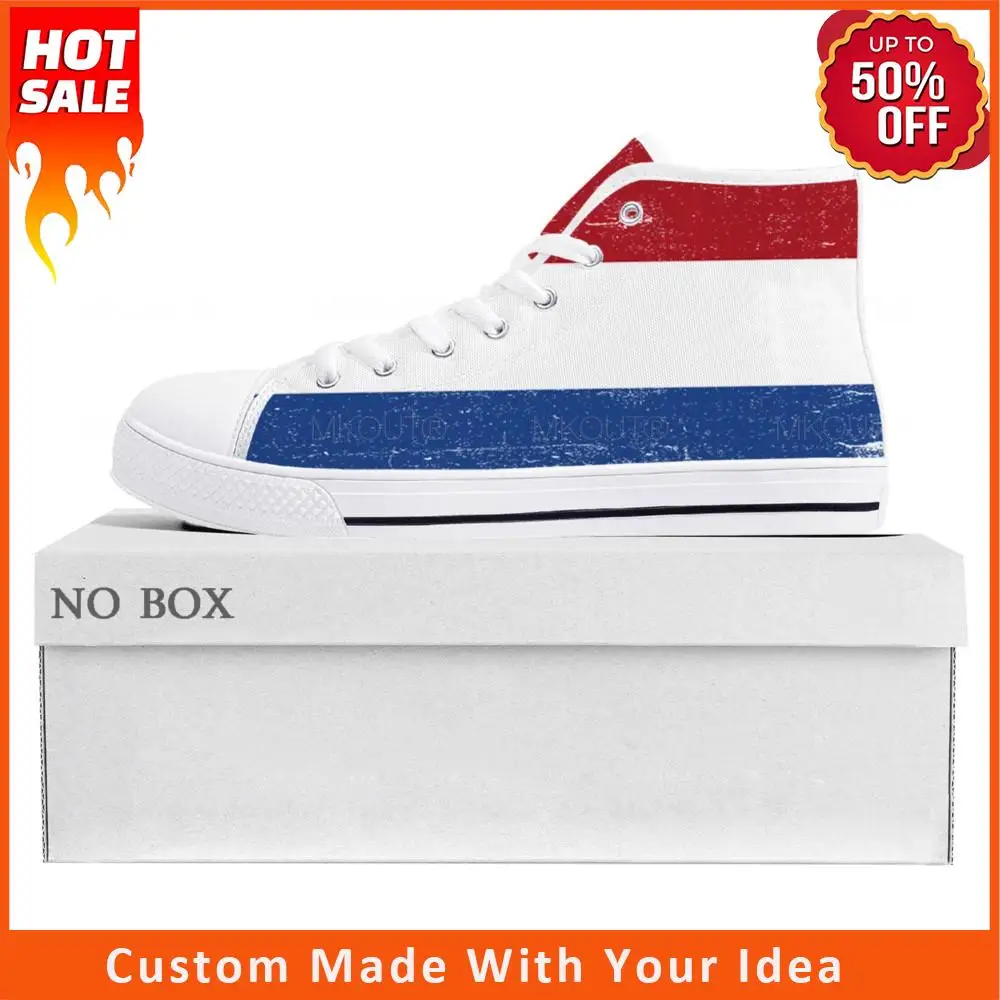 

Голландский Флаг, высокие высококачественные кроссовки, мужские, женские, подростковые холщовые кроссовки, Нидерланды, Повседневная парна...