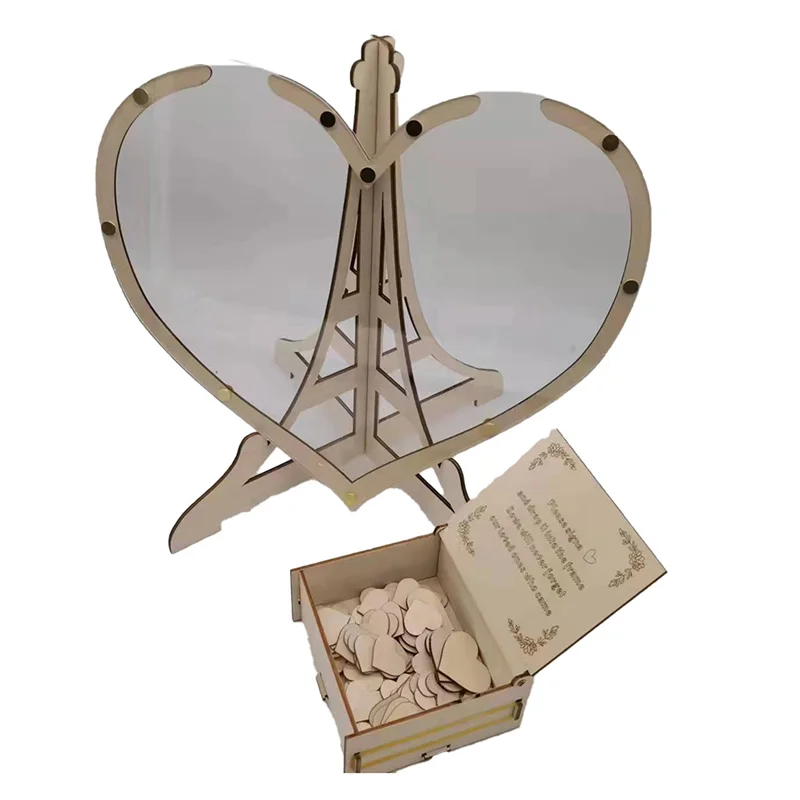 Фото ABEZ Свадебная гостевая книга Альтернативный свадебный декор 3D гравировка Гостевая книга Гостевая коробка Добро пожаловать Карточка Свадебные украшения Прочный №1