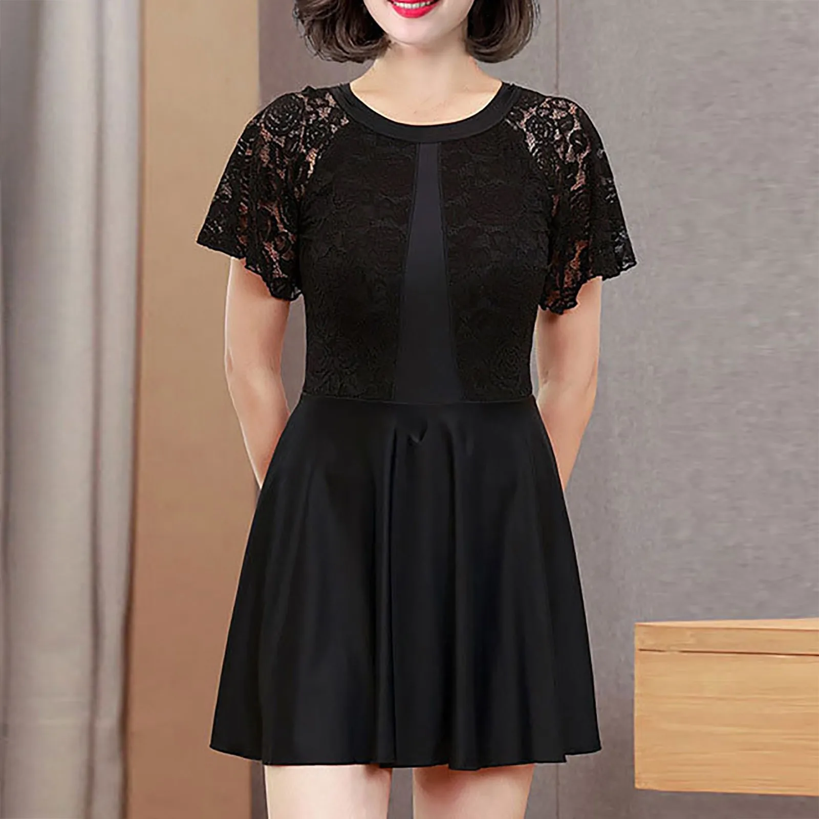 

Модные Женские однотонные кружевные шорты, купальник, сексуальное бикини, цельный женский купальный костюм, однотонный купальник с подклад...