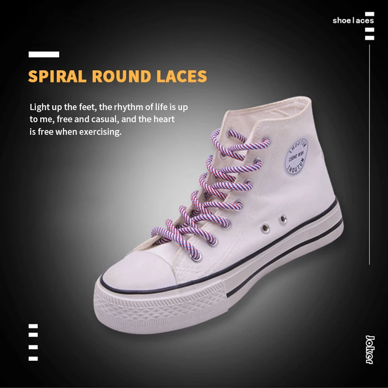 

1 Pair 120/140/160cm Tricolor Spiral Shoelaces For Sneakers Fashion Round 4.5mm Polyester Shoe Laces For Unisex Adult and Kids
