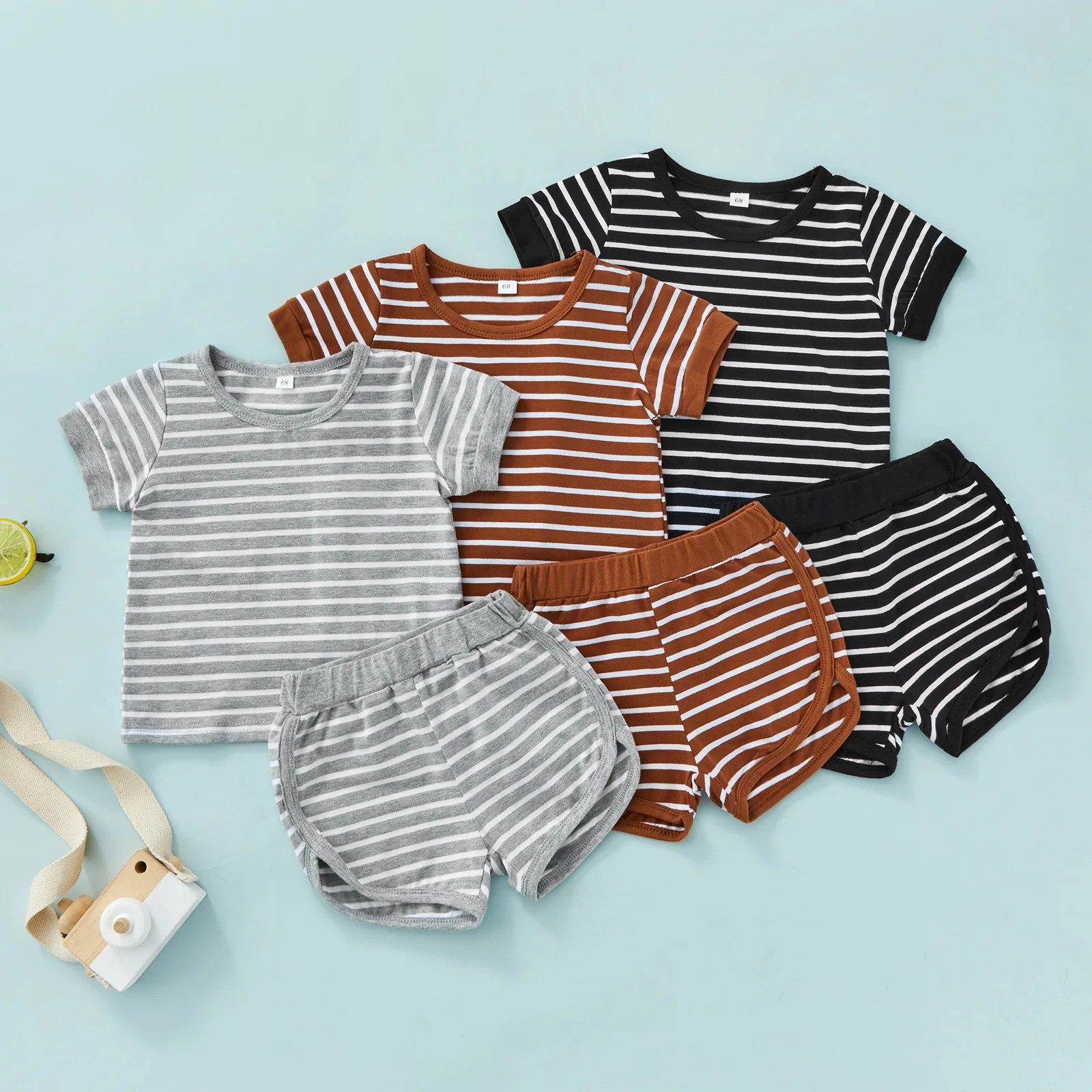 

ma&baby 0-24M Infant Newborn Baby Boys Clothes Set Striped T-shirt Tops Shorts Casual Outfits Summer Tracksuit Costumes D01