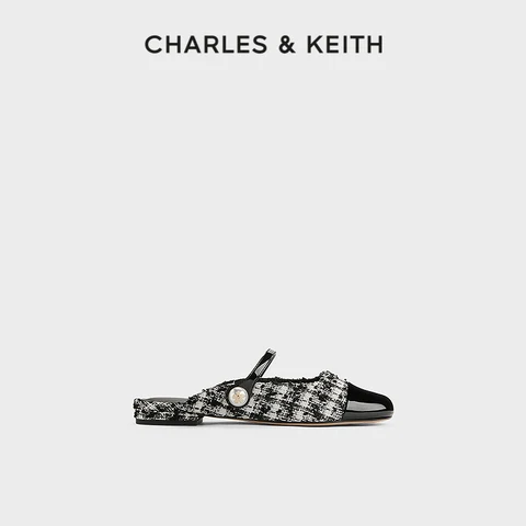 Весна CHARLES & KEITH24, новая модель, Французская линия, тапочки Muller с плоской подошвой