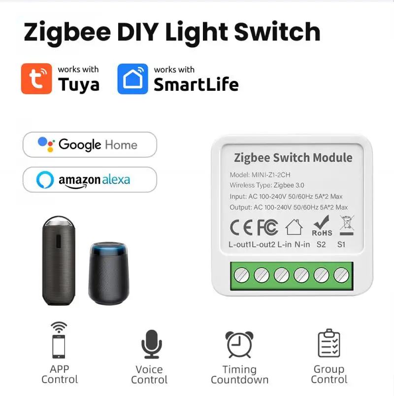 Умный переключатель Aubess Tuya 10/16A Zigbee