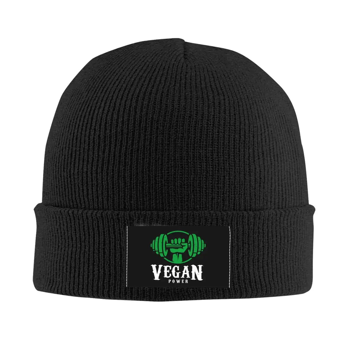 Vegan Power Skullies Beanies Caps Unisex Winter Warm Knitted Hat Women Men Adult Powered By Plants Bonnet Hats Outdoor Ski Cap 1